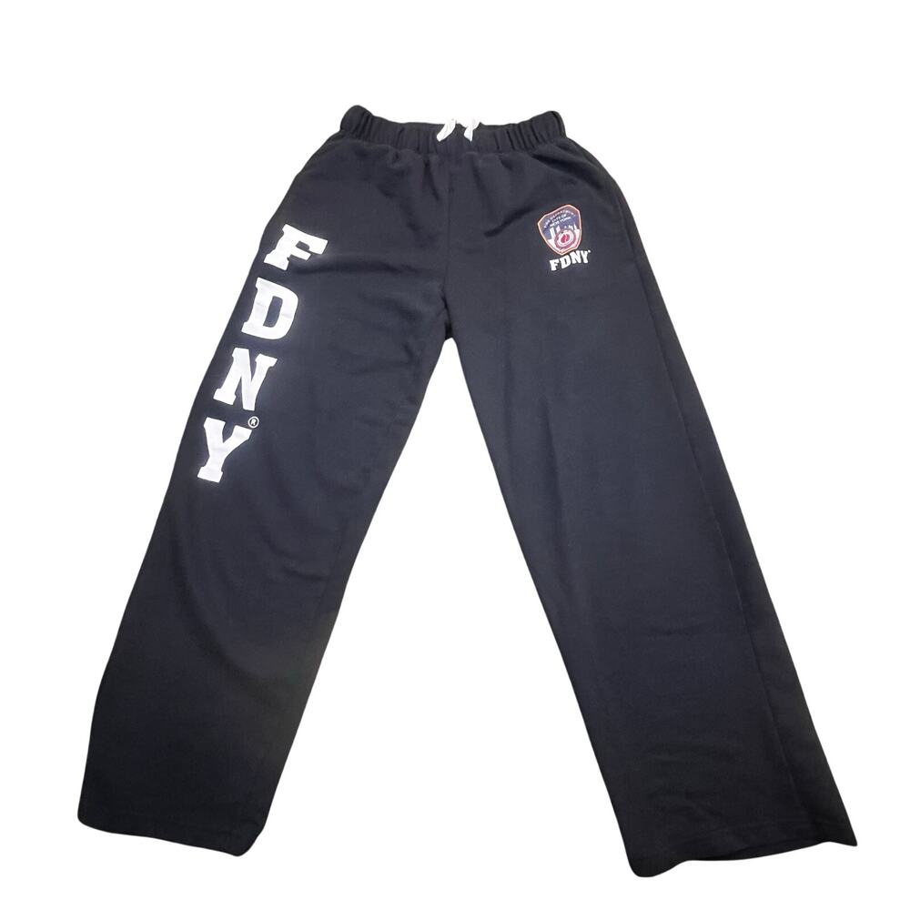 FDNY Sweatpants Mens S Navy Fire Department New York Logo Drawstring Athletic
